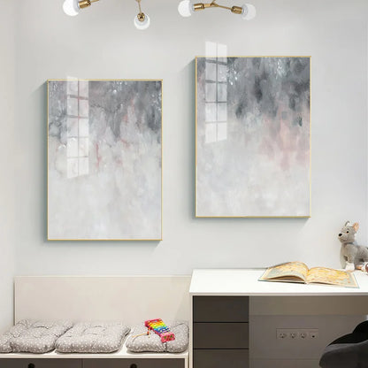 Abstract Shades Of Pink Gray Minimalist Wall Art Canvas Prints For Modern Living Room Wall Decor