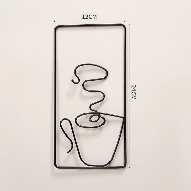 Hot Coffee Metal Wall Art Plaques 3D Wrought Iron Crafted Wall Decor For Kitchen Cafe Coffee Shop Art Decor