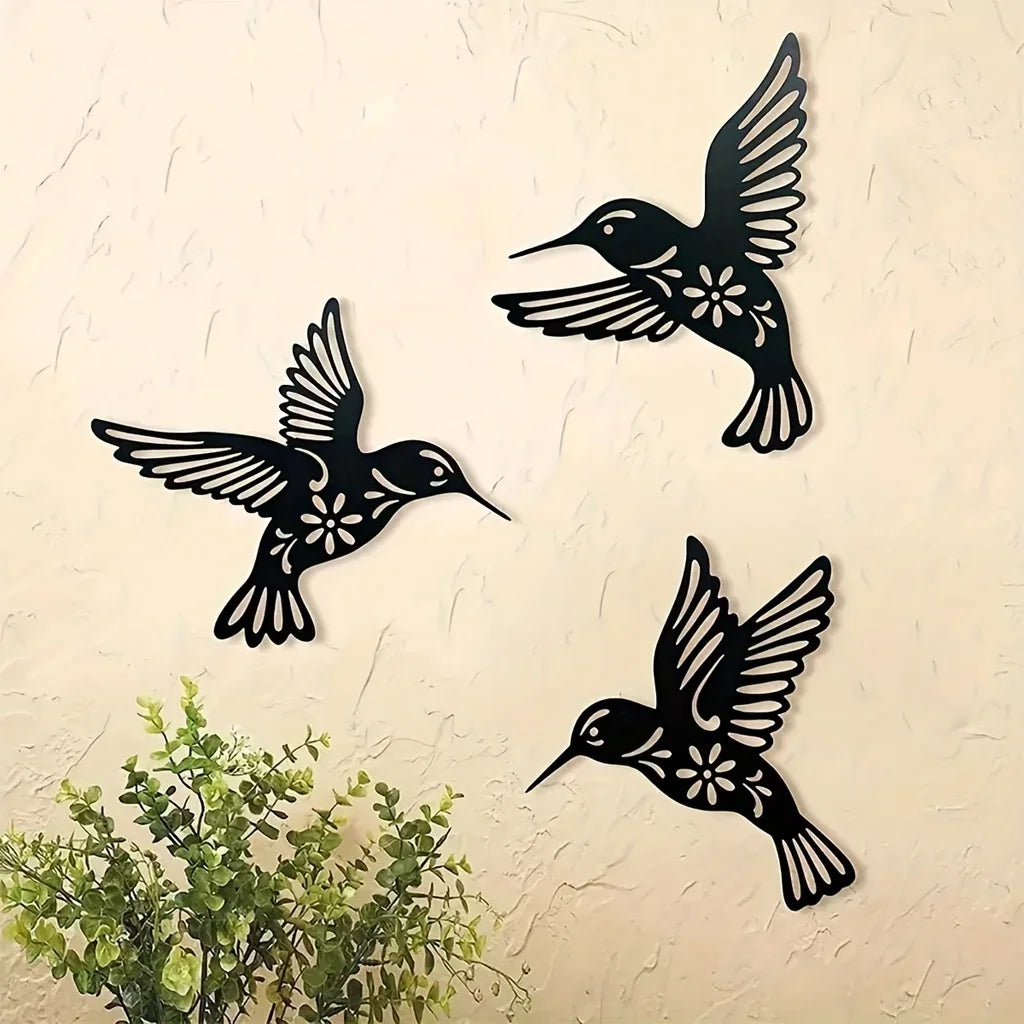 Hummingbird Metal Wall Art 3D Sculptured Iron Craft Wall Decoration For Living Room Dining Room Home Decor