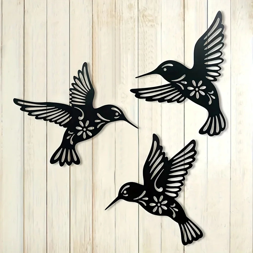 Hummingbird Metal Wall Art 3D Sculptured Iron Craft Wall Decoration For Living Room Dining Room Home Decor