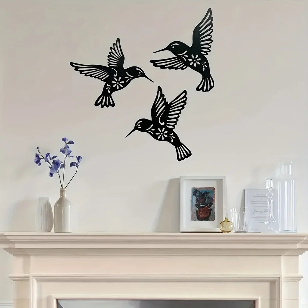 Hummingbird Metal Wall Art 3D Sculptured Iron Craft Wall Decoration For Living Room Dining Room Home Decor