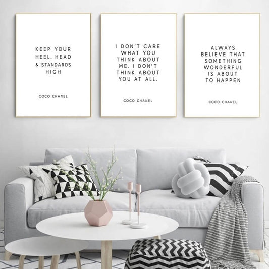 Inspirational Coco Chanel Sayings Canvas Prints Fashion Motivational Quotes Posters Minimalist Black White Empower Wall Art For Living Room Modern Home Décor