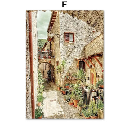 Italy Tuscany Rustic Town Landscape Canvas Prints Wall Art For Countryside Living Room Bedroom Home Décor