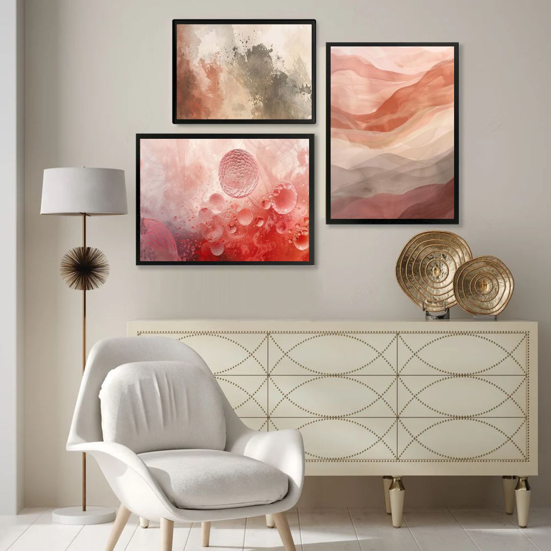 Japandi Abstract Canvas Wall Art in Terracotta and Red Earthy Modern Decor