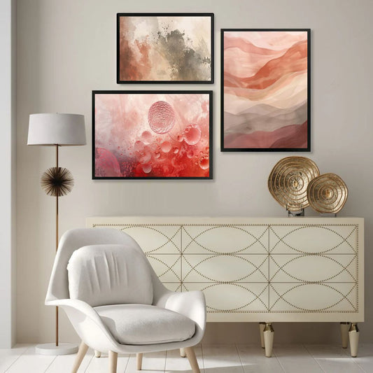 Japandi Abstract Canvas Wall Art in Terracotta and Red Earthy Modern Decor