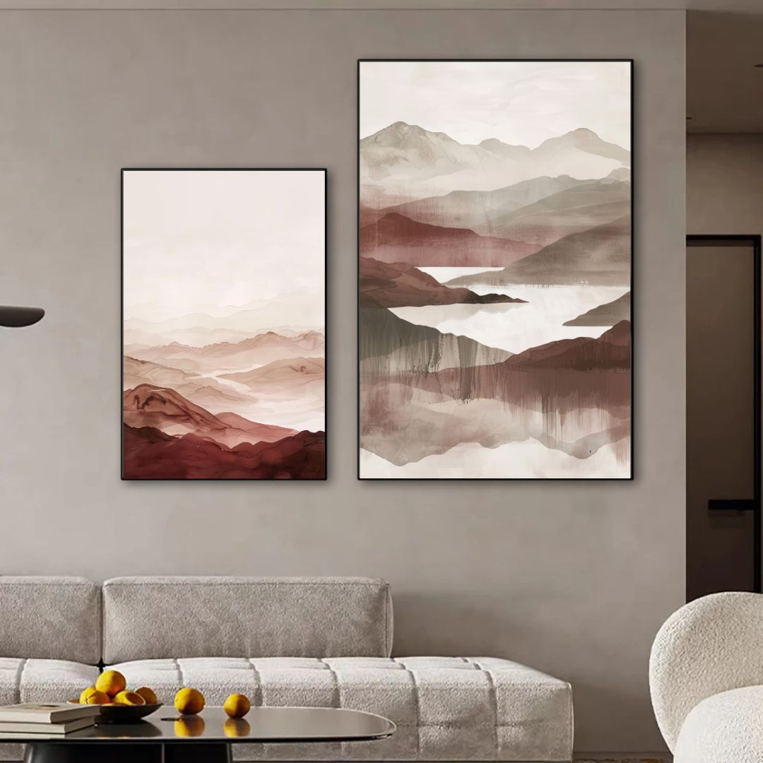 Japandi Abstract Landscape Wall Art Canvas Print Neutral Tones For Zen Living Room Home Goods Wall Decor