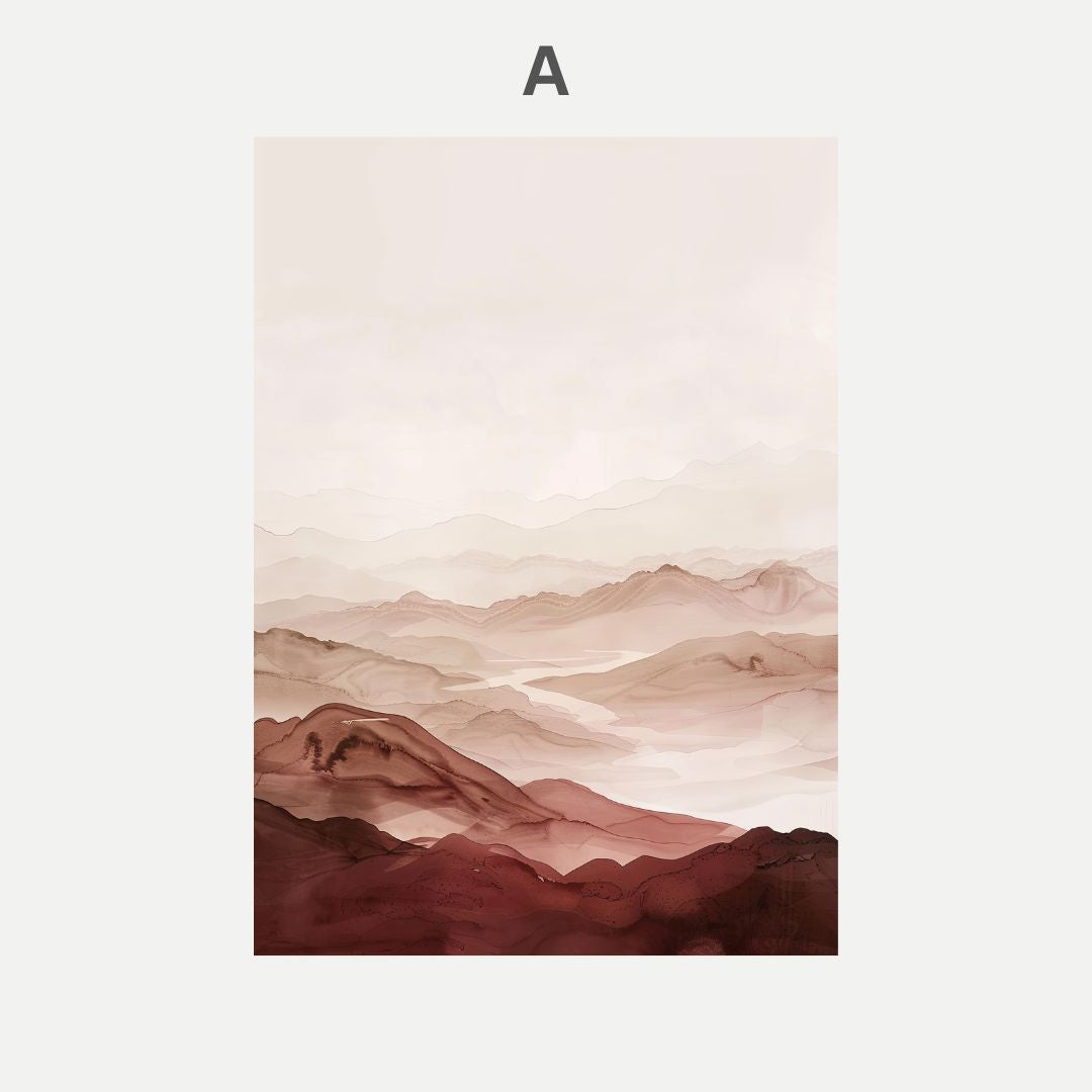 Abstract landscape painting with brown and beige tones 
