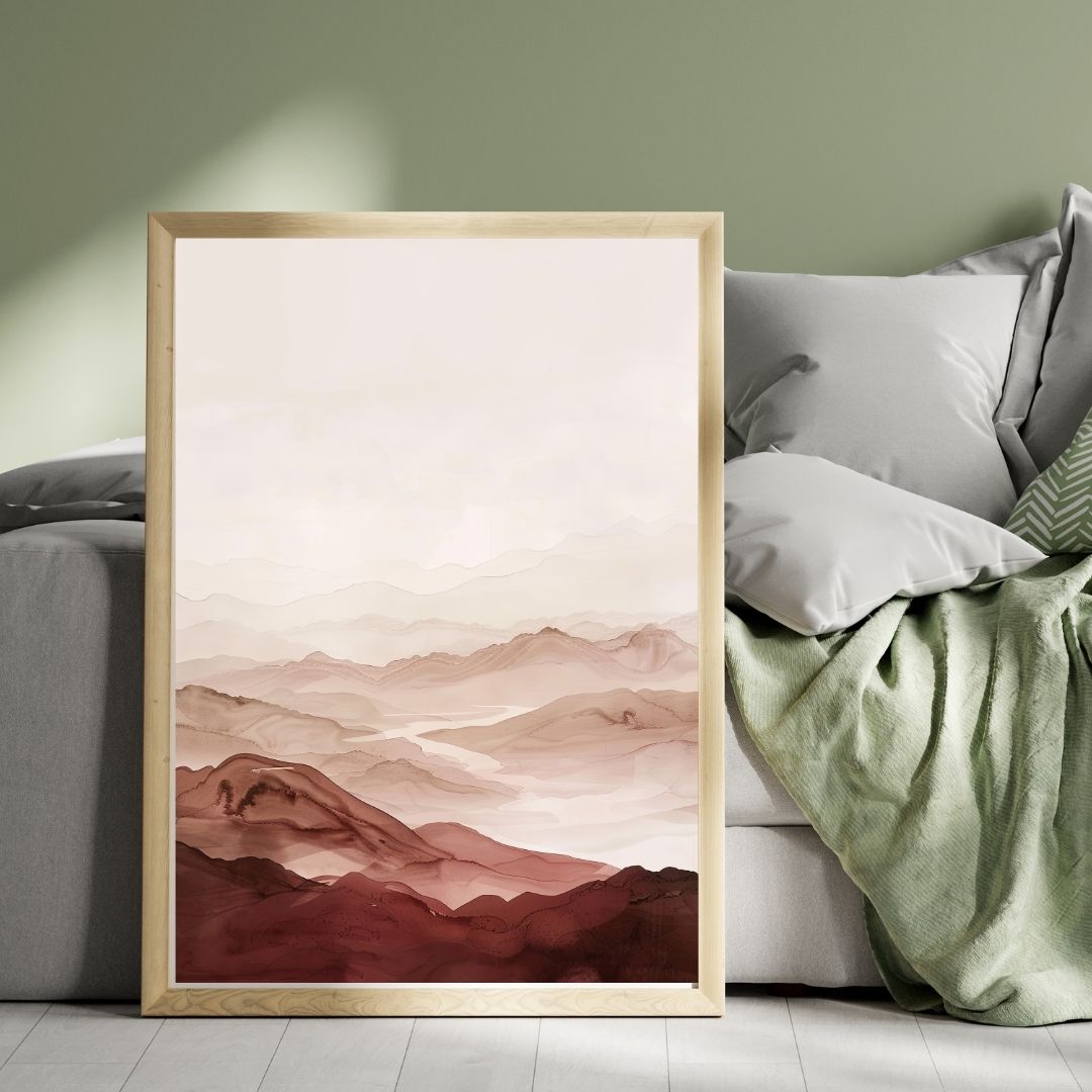 Japandi Abstract Landscape Wall Art Canvas Print Neutral Tones For Zen Living Room Home Goods Wall Decor