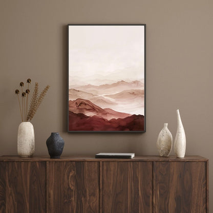 Japandi Abstract Landscape Wall Art Canvas Print Neutral Tones For Zen Living Room Home Goods Wall Decor