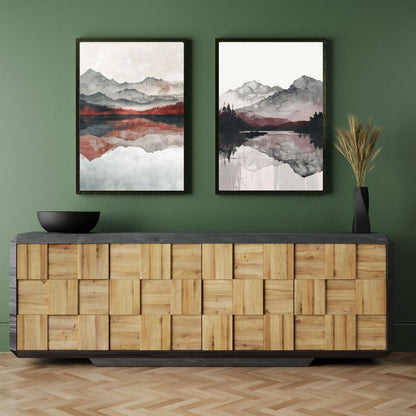 Japandi Bedroom Abstract Landscape Wall Art Pastel Pink Tone Nature Poster Home Goods Wall Decor