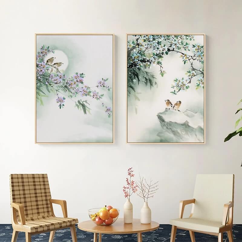 Japanese Traditional Landscape Canvas Prints Fine Art Floral Minimalist Wall Art Botanical Pictures For Home Living Room Bedroom Wall Décor