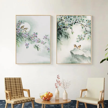 Japanese Traditional Landscape Canvas Prints Fine Art Floral Minimalist Wall Art Botanical Pictures For Home Living Room Bedroom Wall Décor