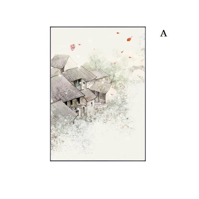 Japanese Traditional Landscape Canvas Prints Fine Art Floral Minimalist Wall Art Botanical Pictures For Home Living Room Bedroom Wall Décor