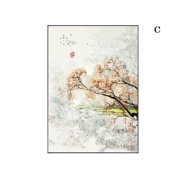 Japanese Traditional Landscape Canvas Prints Fine Art Floral Minimalist Wall Art Botanical Pictures For Home Living Room Bedroom Wall Décor