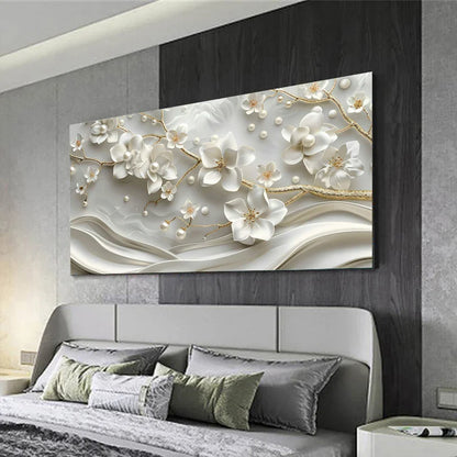 White Petal Flower Large Wall Art Canvas Print For Living Room Above The Sofa Wall Decor