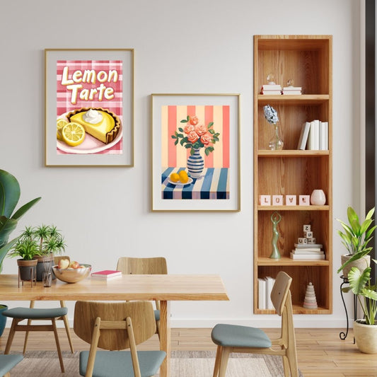 Lemon Tarte Flowers Vintage Retro Food Wall Art Canvas For Dining Room Bar Wall Decor