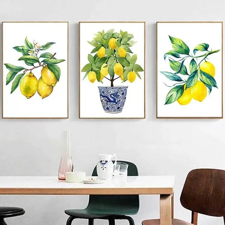 Lemon Fruits Canvas Prints Minimalist Wall Art Yellow Plant Pictures Nordic Poster For Kitchen Dining Room Home Décor