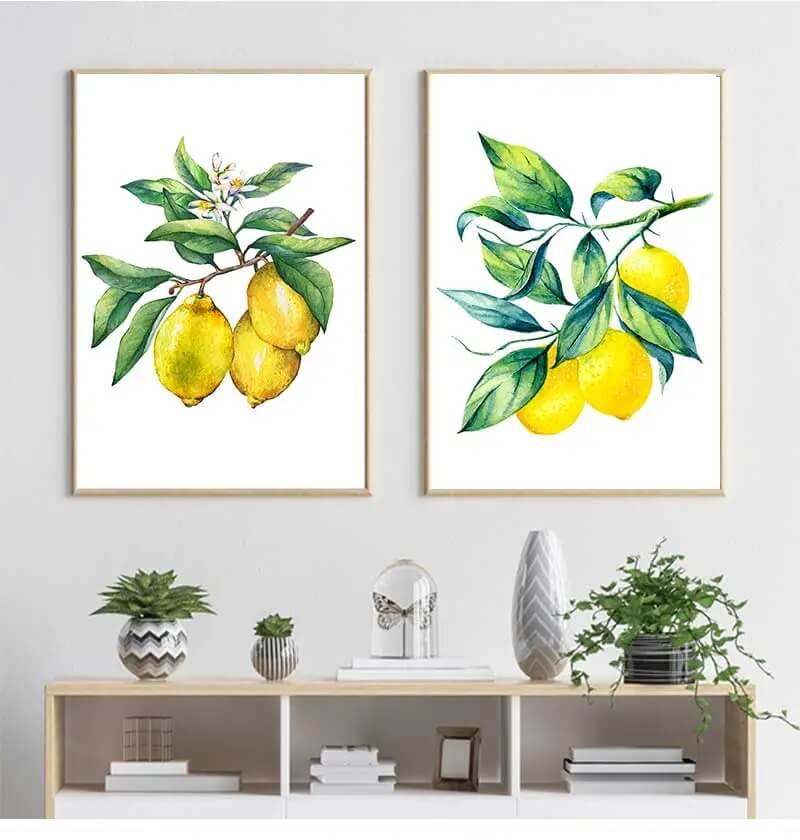 Lemon Fruits Canvas Prints Minimalist Wall Art Yellow Plant Pictures Nordic Poster For Kitchen Dining Room Home Décor