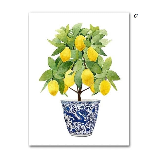 Lemon Fruits Canvas Prints Minimalist Wall Art Yellow Plant Pictures Nordic Poster For Kitchen Dining Room Home Décor