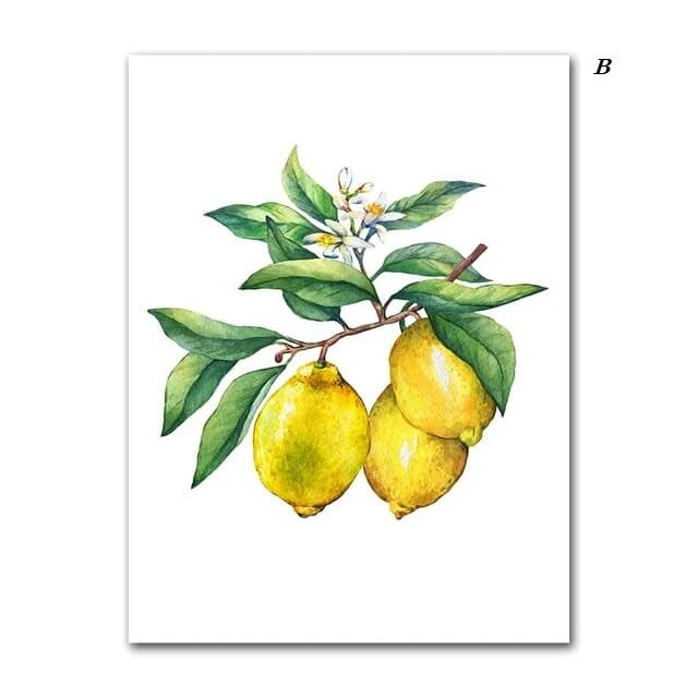Lemon Fruits Canvas Prints Minimalist Wall Art Yellow Plant Pictures Nordic Poster For Kitchen Dining Room Home Décor