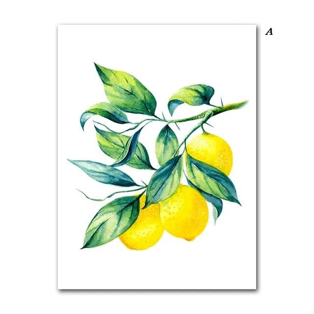 Lemon Fruits Canvas Prints Minimalist Wall Art Yellow Plant Pictures Nordic Poster For Kitchen Dining Room Home Décor