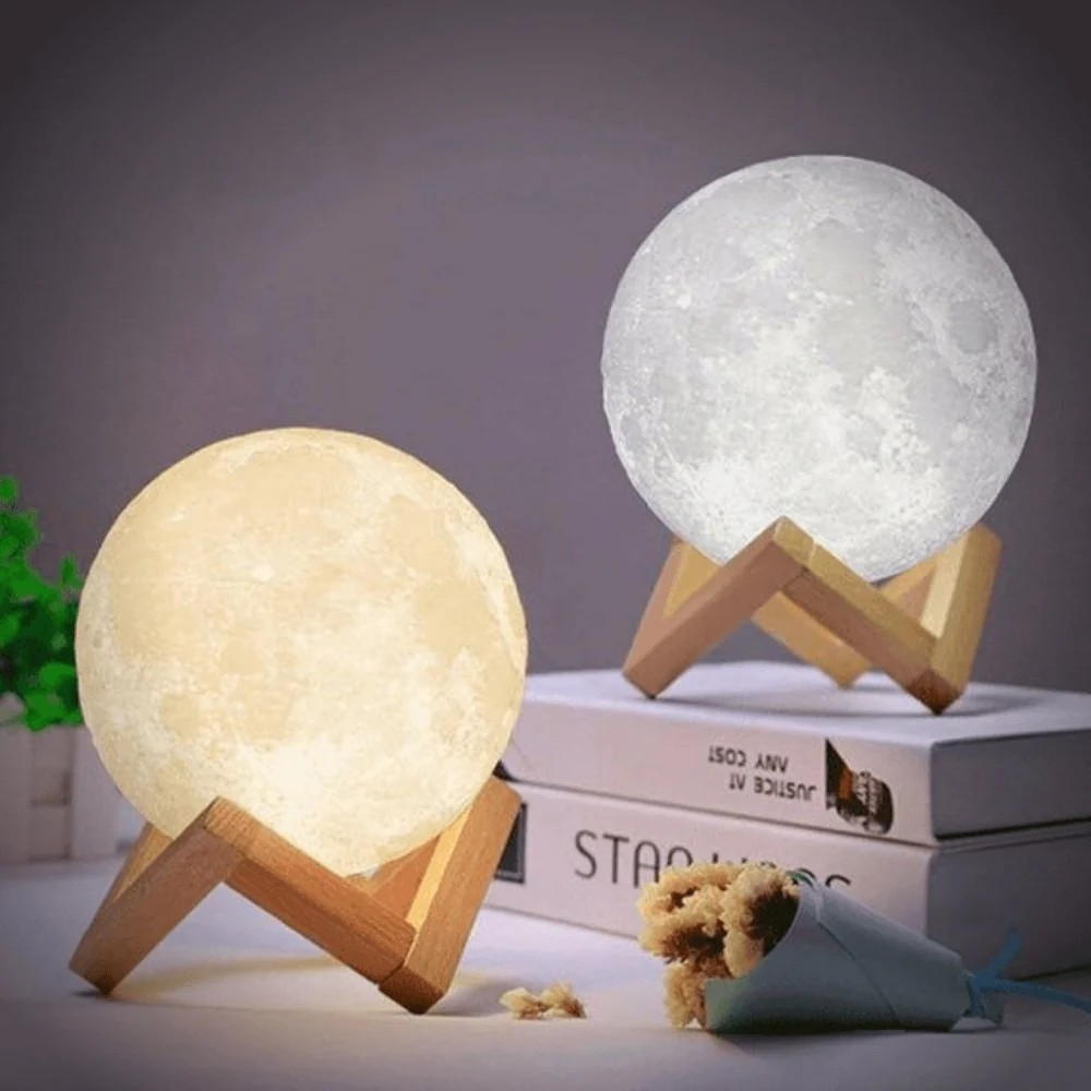 Moonlight Lamp with Wooden Stand