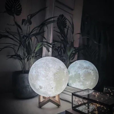 Moonlight Lamp with Wooden Stand