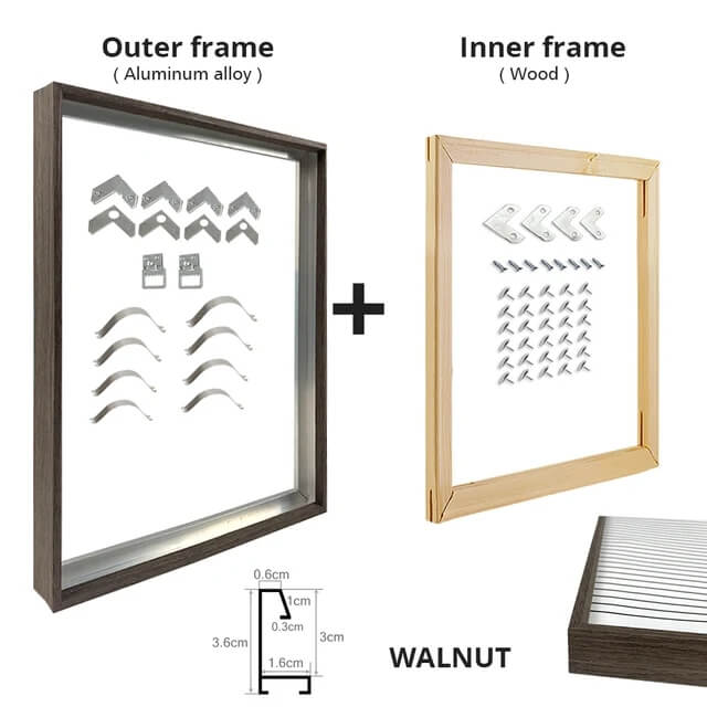 Metal Picture Frame Brushed Silver Frosted White Walnut Gold Titanium Black With Wood Inner Frame DIY Wall Art Sizes 30x30cm to 60x90cm