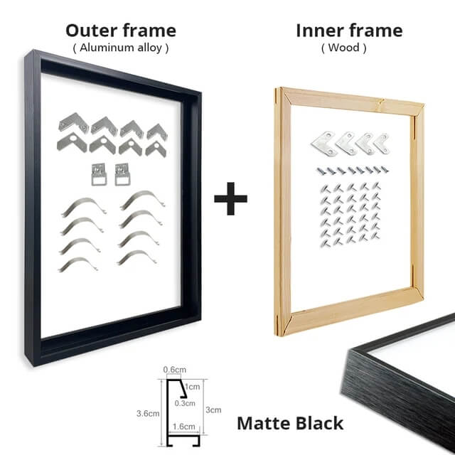 Metal Picture Frame Brushed Silver Frosted White Walnut Gold Titanium Black With Wood Inner Frame DIY Wall Art Sizes 30x30cm to 60x90cm