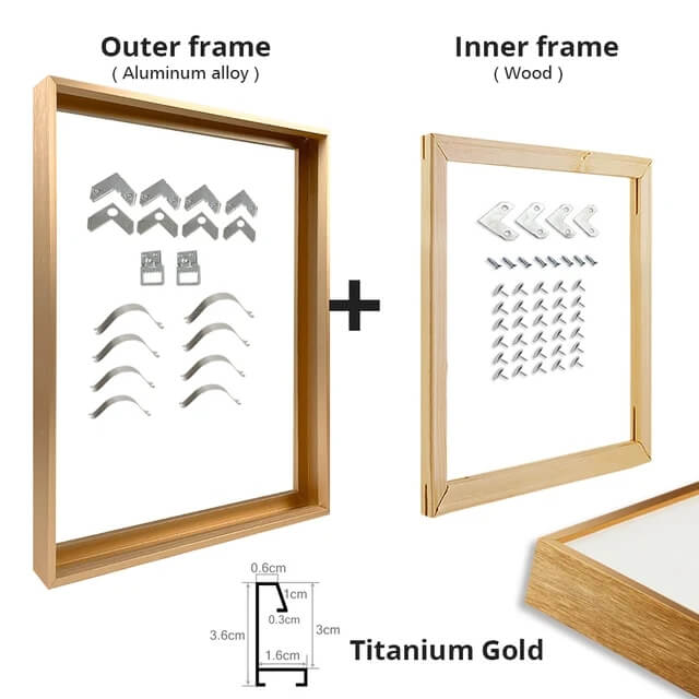 Metal Picture Frame Brushed Silver Frosted White Walnut Gold Titanium Black With Wood Inner Frame DIY Wall Art Sizes 30x30cm to 60x90cm