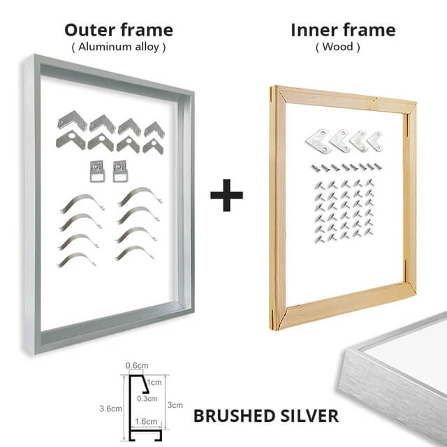 Metal Picture Frame Brushed Silver Frosted White Walnut Gold Titanium Black With Wood Inner Frame DIY Wall Art Sizes 30x30cm to 60x90cm