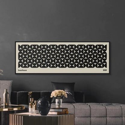 Mid Century Black White Geometric Bauhaus Wall Art Canvas Print Modern Abstract Poster for Living Room Home Decor