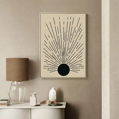 Mid Century Sun and Moon Boho Abstract Wall Art Canvas Print Modern Minimalist Pictures For Living Room Bedroom Home Décor