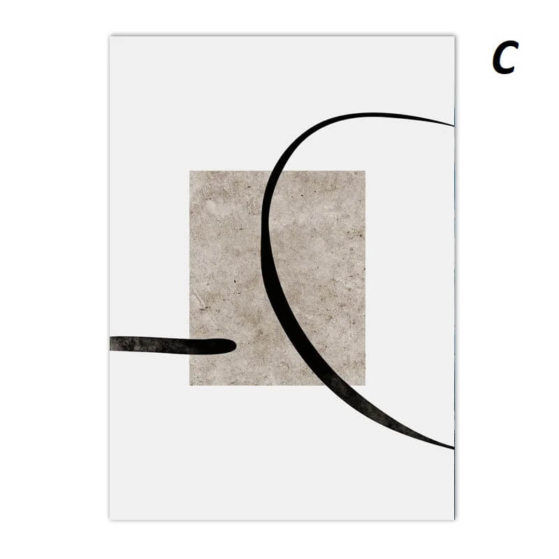 Minimalist Abstract Beige Black Line Wabi Sabi Wall Art Canvas Print For Modern Scandinavian Living Room Bedroom Wall Decor