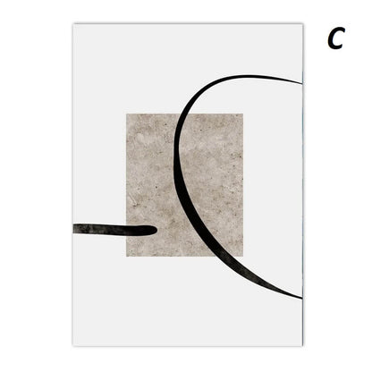 Minimalist Abstract Beige Black Line Wabi Sabi Wall Art Canvas Print For Modern Scandinavian Living Room Bedroom Wall Decor
