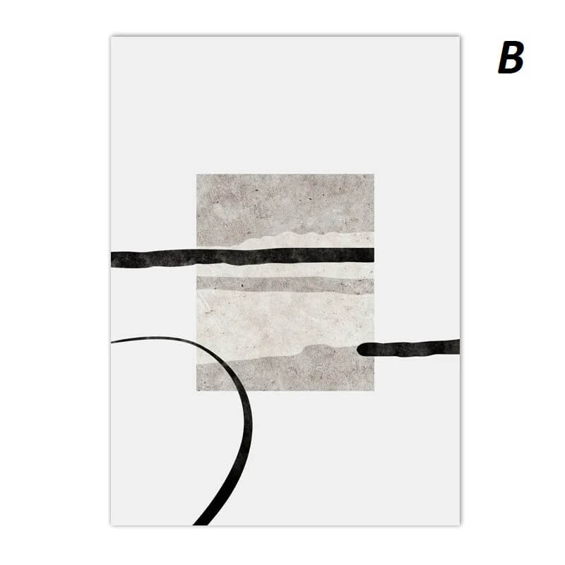 Minimalist Abstract Beige Black Line Wabi Sabi Wall Art Canvas Print For Modern Scandinavian Living Room Bedroom Wall Decor