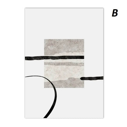 Minimalist Abstract Beige Black Line Wabi Sabi Wall Art Canvas Print For Modern Scandinavian Living Room Bedroom Wall Decor