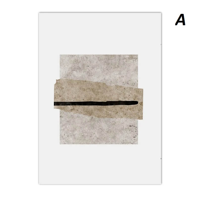 Minimalist Abstract Beige Black Line Wabi Sabi Wall Art Canvas Print For Modern Scandinavian Living Room Bedroom Wall Decor