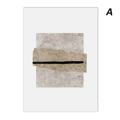 Minimalist Abstract Beige Black Line Wabi Sabi Wall Art Canvas Print For Modern Scandinavian Living Room Bedroom Wall Decor