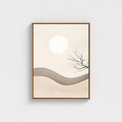 Abstract Landscape Zen Wall Art Canvas - Framed Minimalist Neutral Wall Art