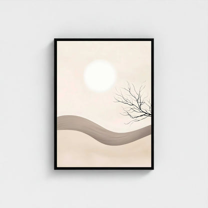 Abstract Landscape Zen Wall Art Canvas - Framed Minimalist Neutral Wall Art