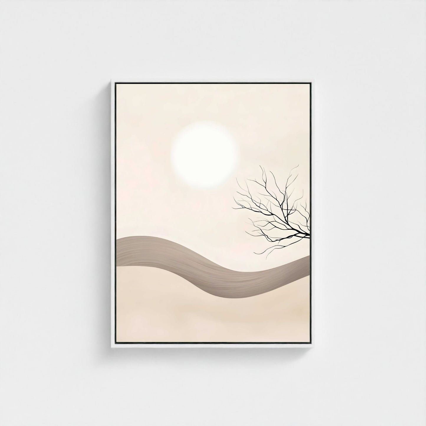 Abstract Landscape Zen Wall Art Canvas - Framed Minimalist Neutral Wall Art