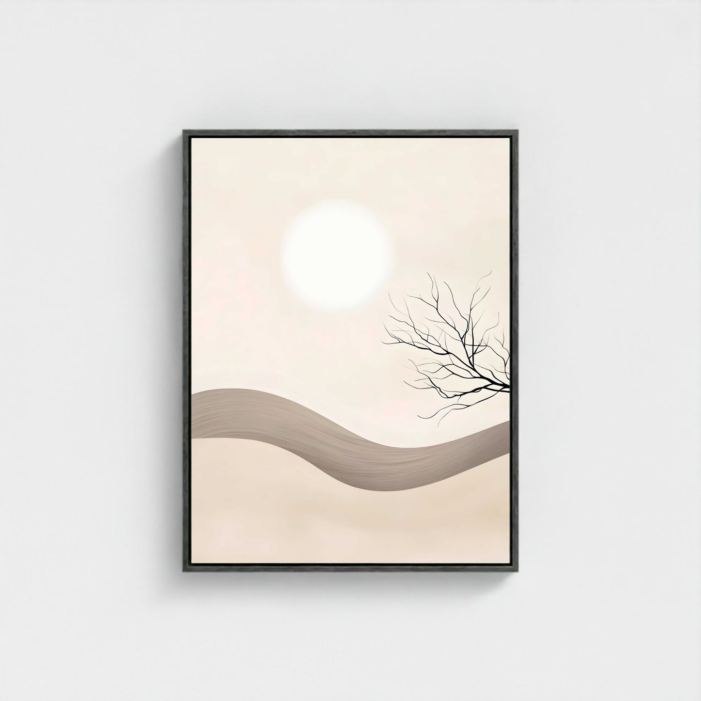 Abstract Landscape Zen Wall Art Canvas - Framed Minimalist Neutral Wall Art