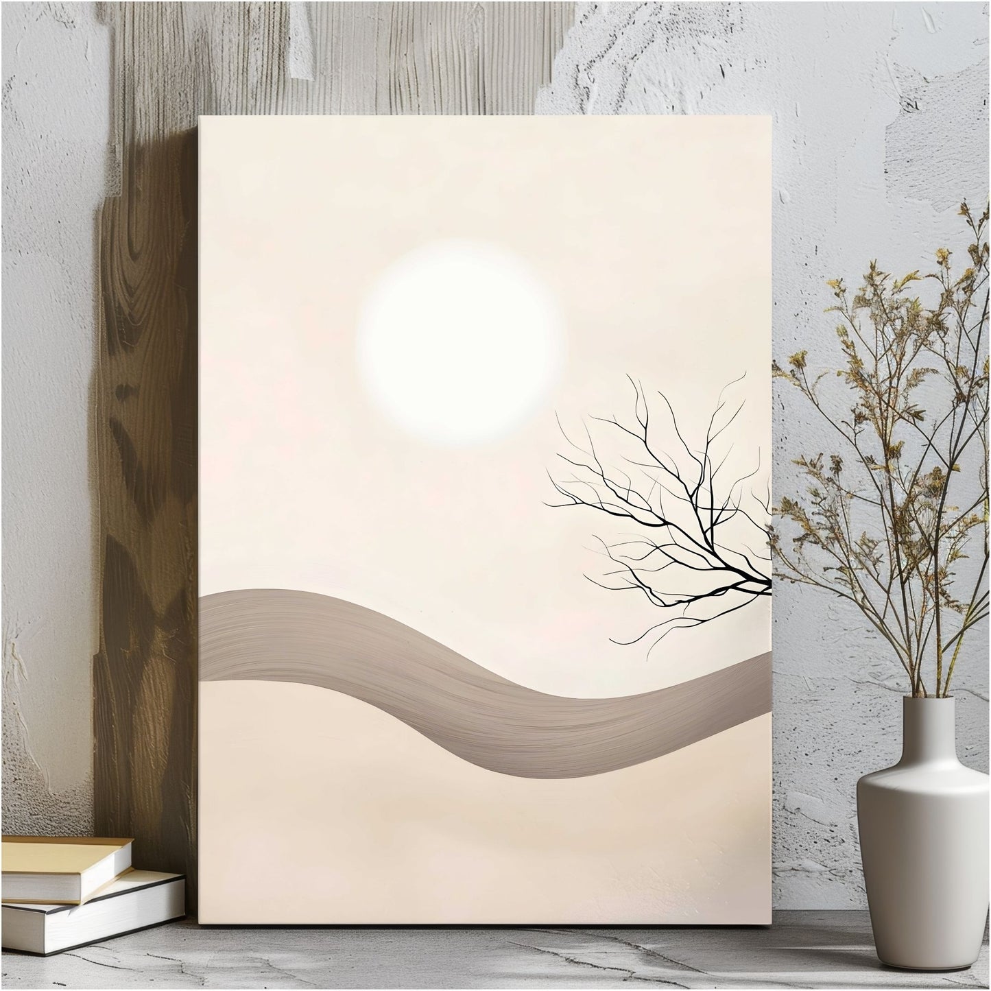 Abstract Landscape Zen Wall Art Canvas - Framed Minimalist Neutral Wall Art