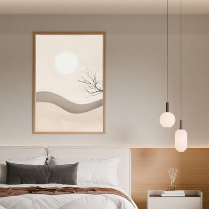 Abstract Landscape Zen Wall Art Canvas - Framed Minimalist Neutral Wall Art