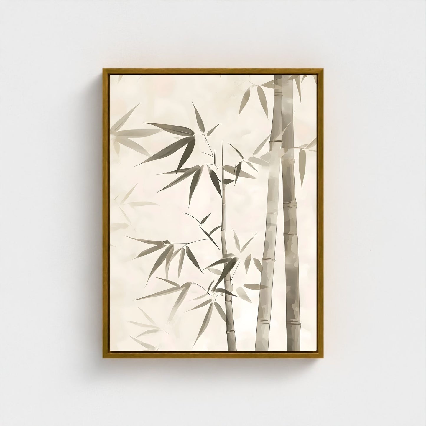 Minimalist Bamboo Botanical Framed Wall Art Canvas Print - Zen Neutral Nature Artwork
