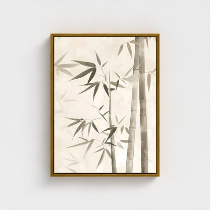 Minimalist Bamboo Botanical Framed Wall Art Canvas Print - Zen Neutral Nature Artwork