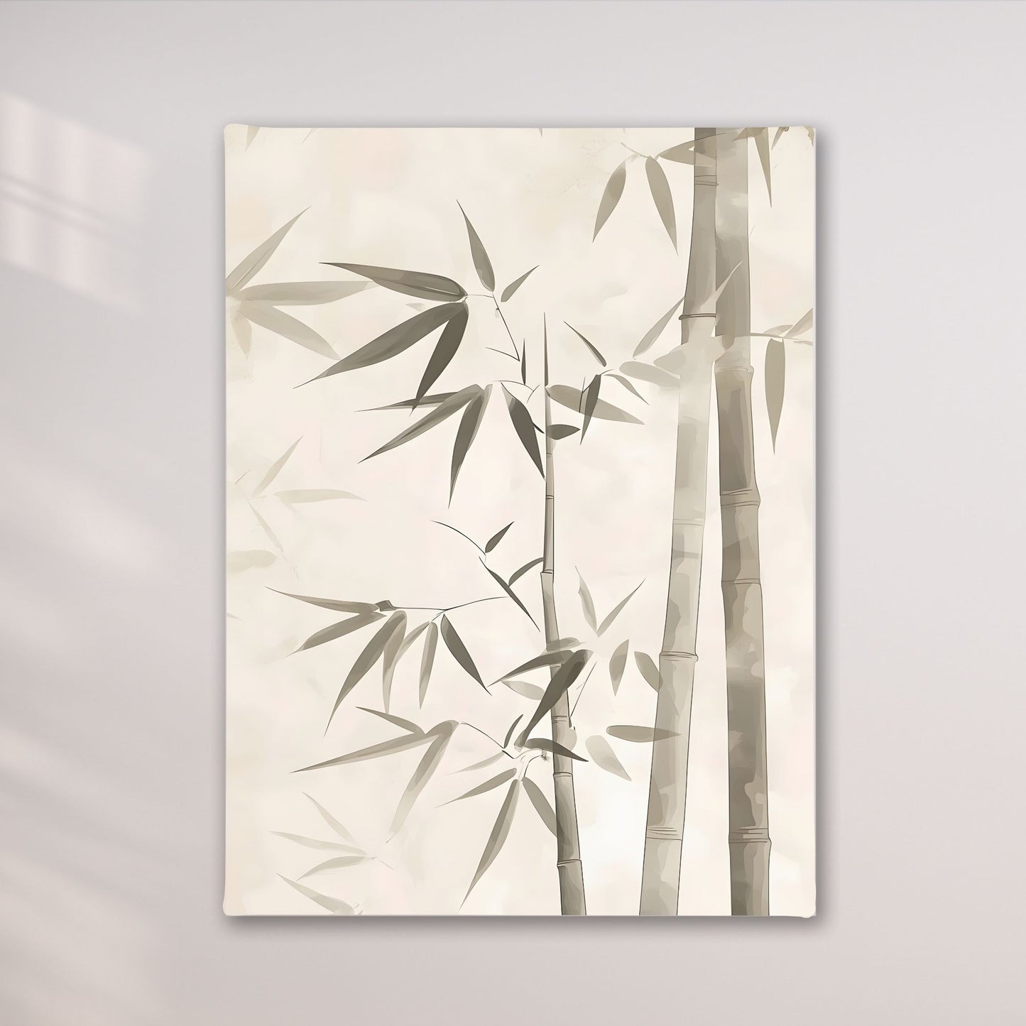 Minimalist Bamboo Botanical Framed Wall Art Canvas Print - Zen Neutral Nature Artwork
