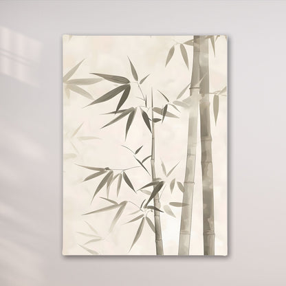 Minimalist Bamboo Botanical Framed Wall Art Canvas Print - Zen Neutral Nature Artwork