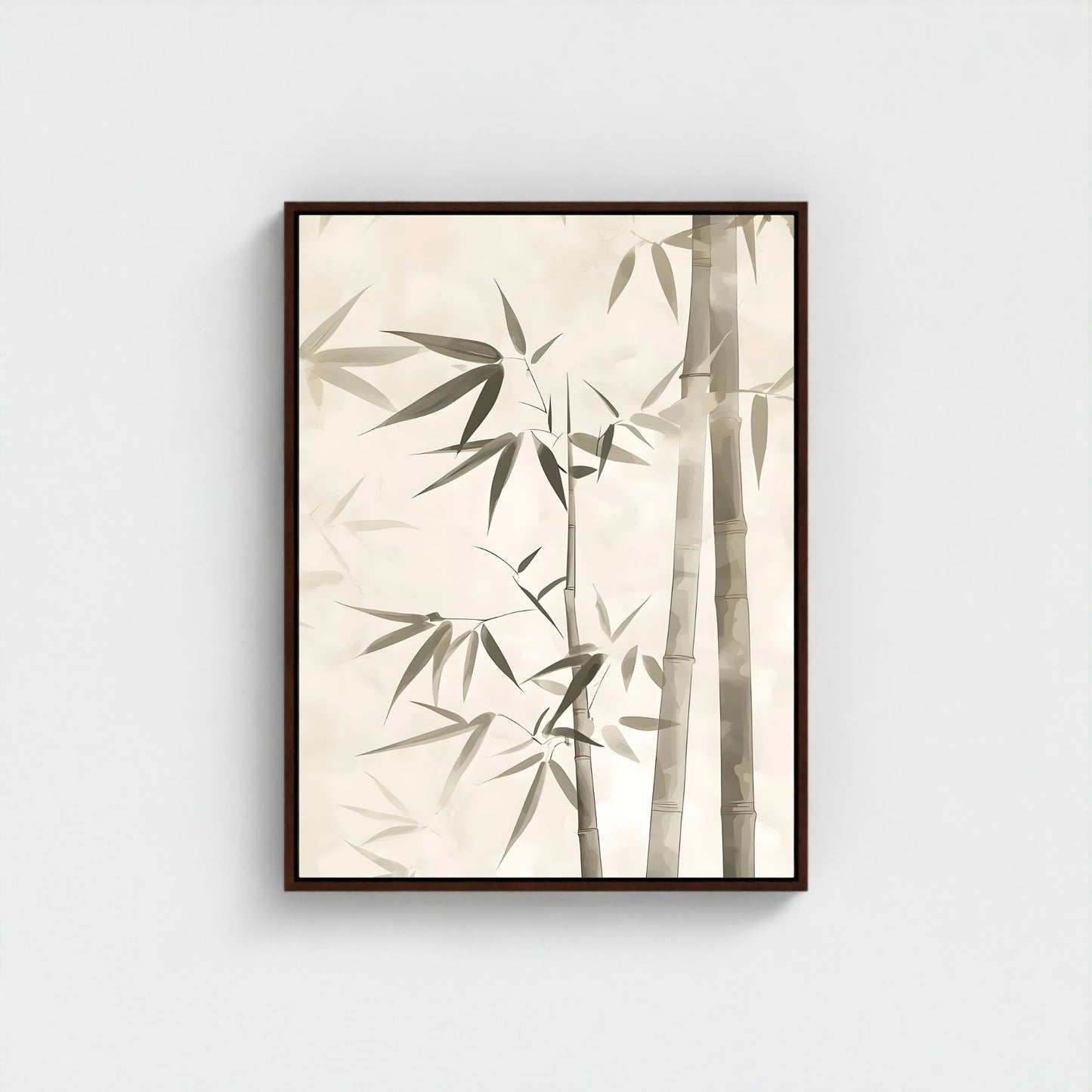 Minimalist Bamboo Botanical Framed Wall Art Canvas Print - Zen Neutral Nature Artwork